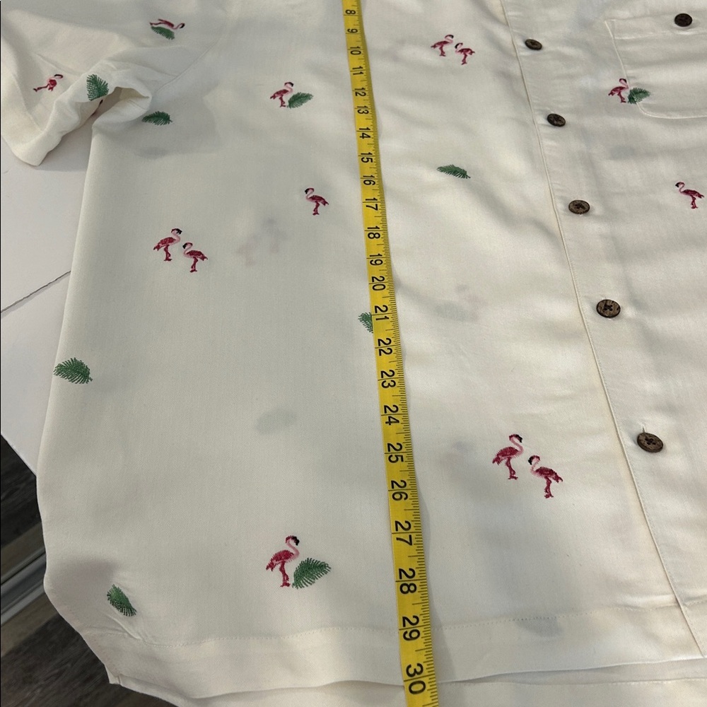 Caribbean Ivory Flamingo Print Men's Shirt - Picture 3 of 5